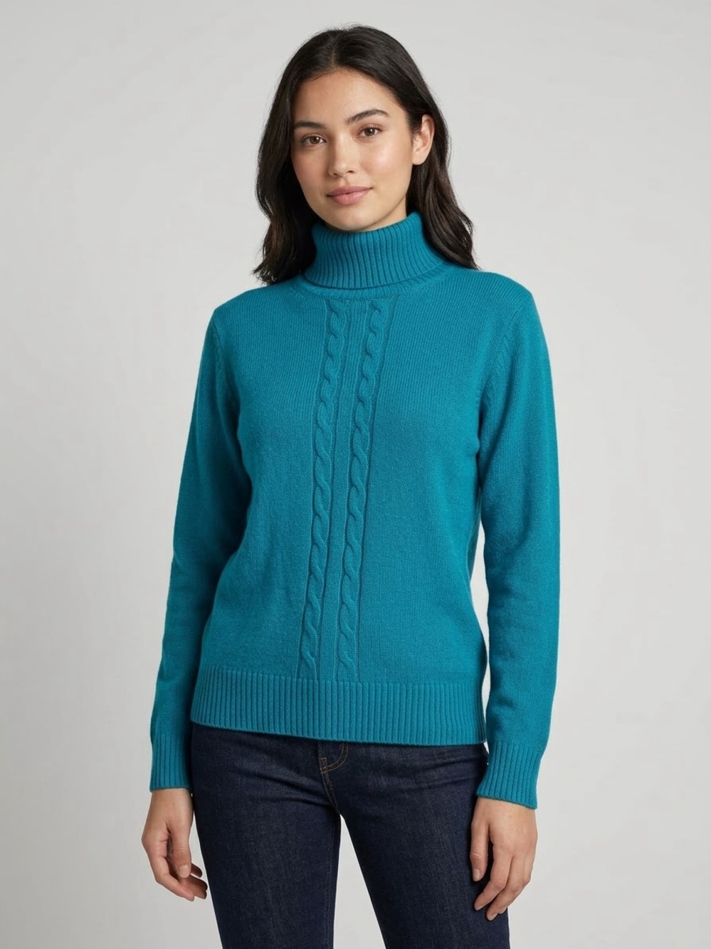 Vintage La Chapelle Lambswool Angora Cable Knit Turtleneck Sweater High Neck